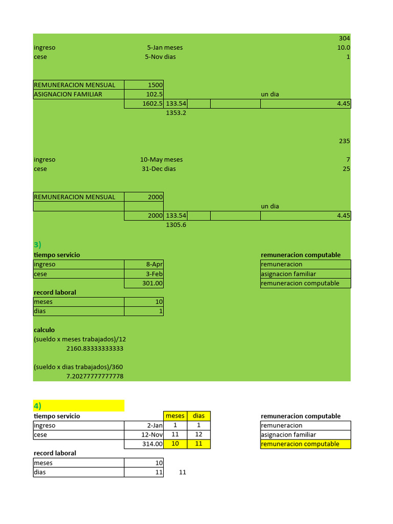 Cálculo de Remuneraciones y Beneficios | PDF