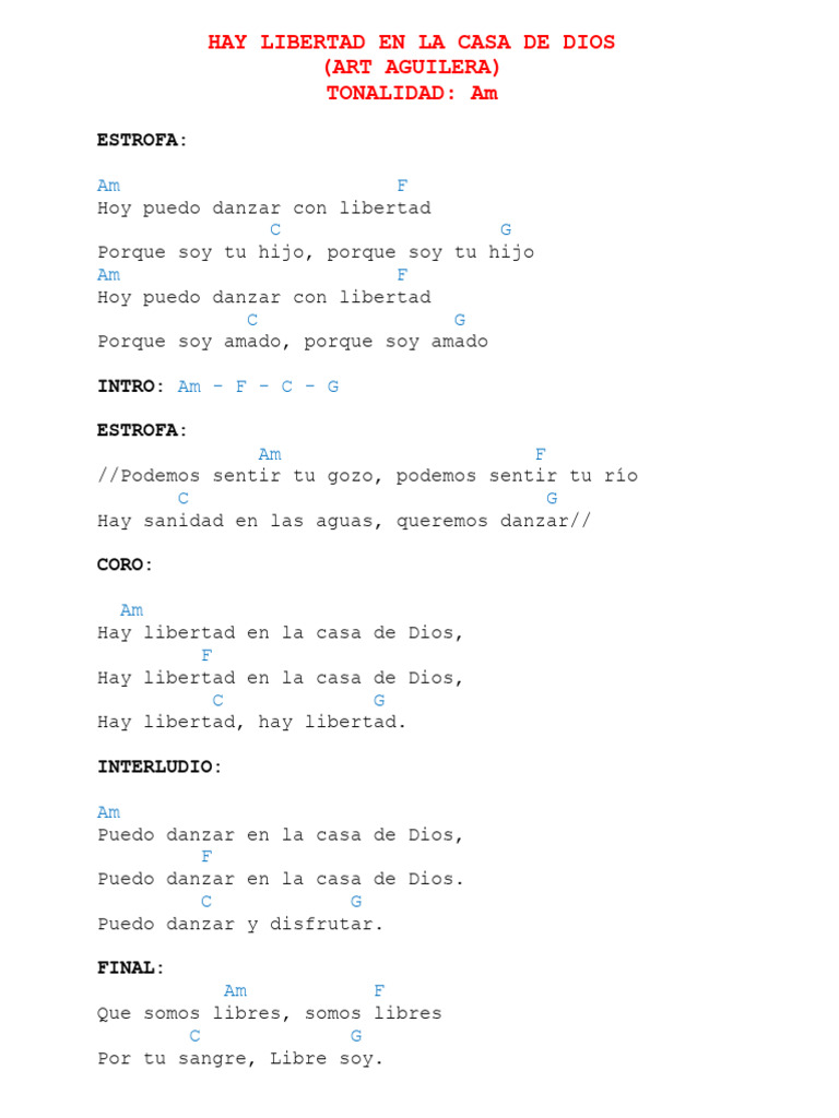 Fascinating Letra Hay Libertad En La Casa De Dios Images