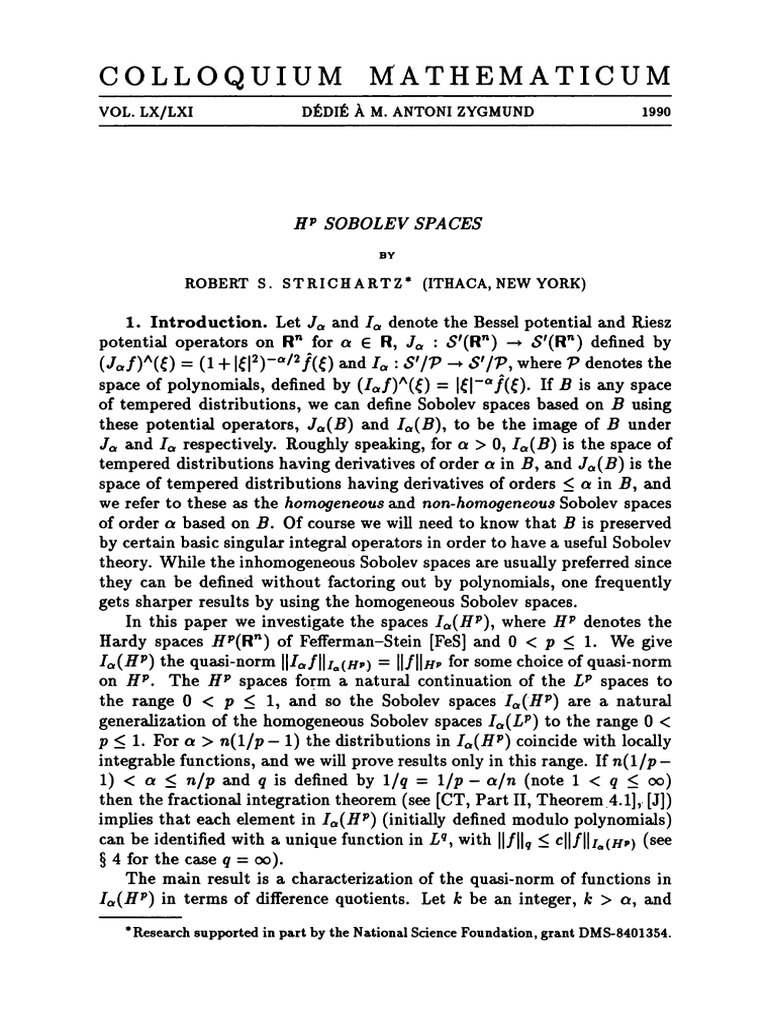 H P Sobolev Spaces | PDF