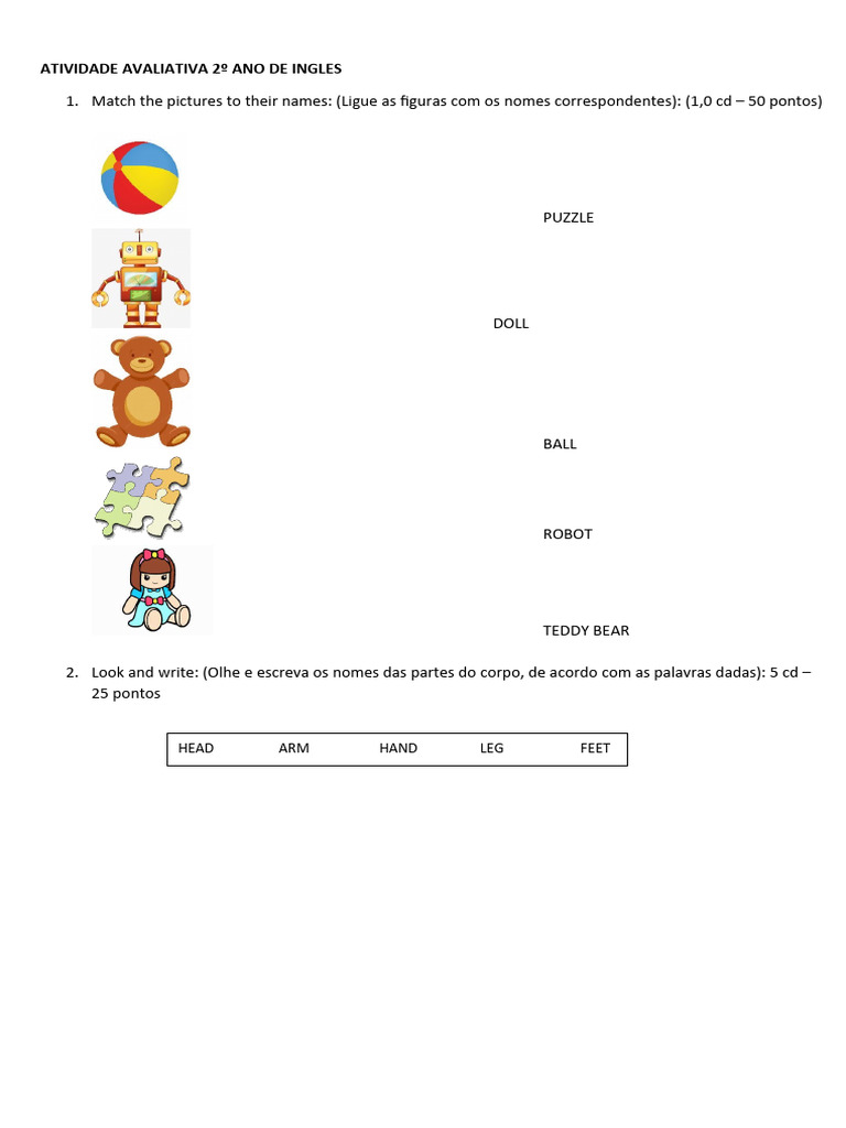 Atividade Avaliativa 2º Ano Pdf