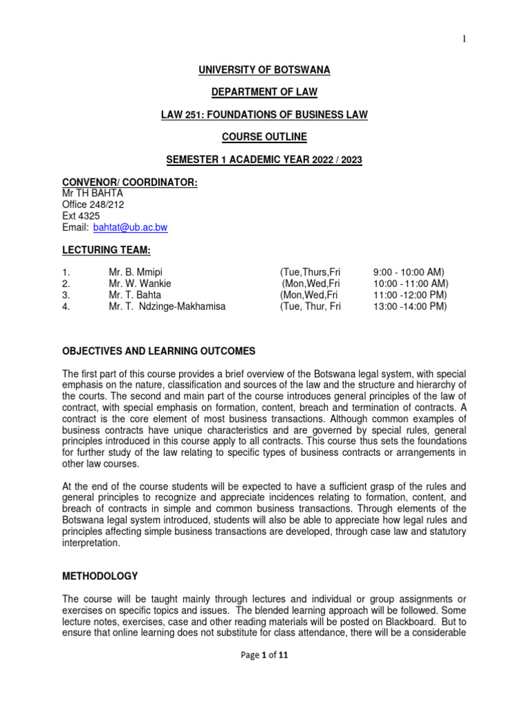 Law 251: Business Law Foundations | PDF | Precedent | Judiciaries