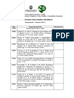 Famílias e Resiliência - Programação Do Semestre