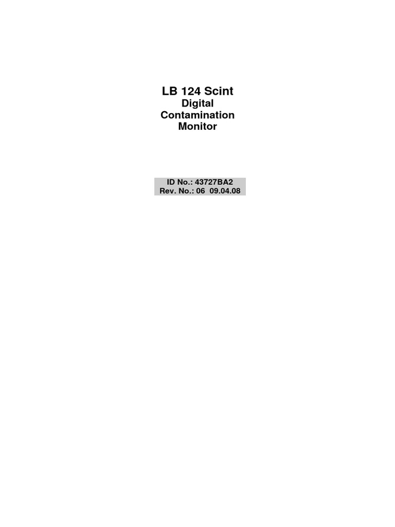 LB 124 Scintillation Monitor Manual | PDF | Radioactive Decay ...