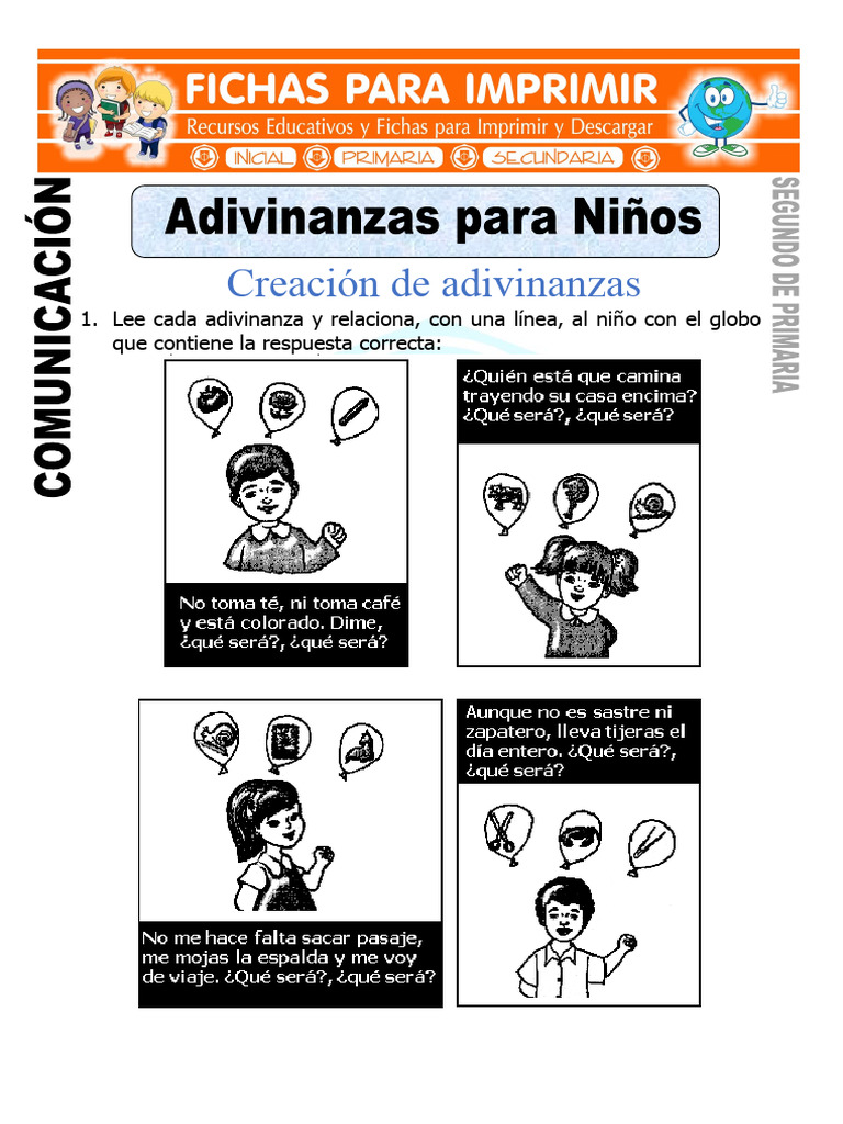 Ficha de Adivinanzas para Niños Segundo de Primaria | PDF