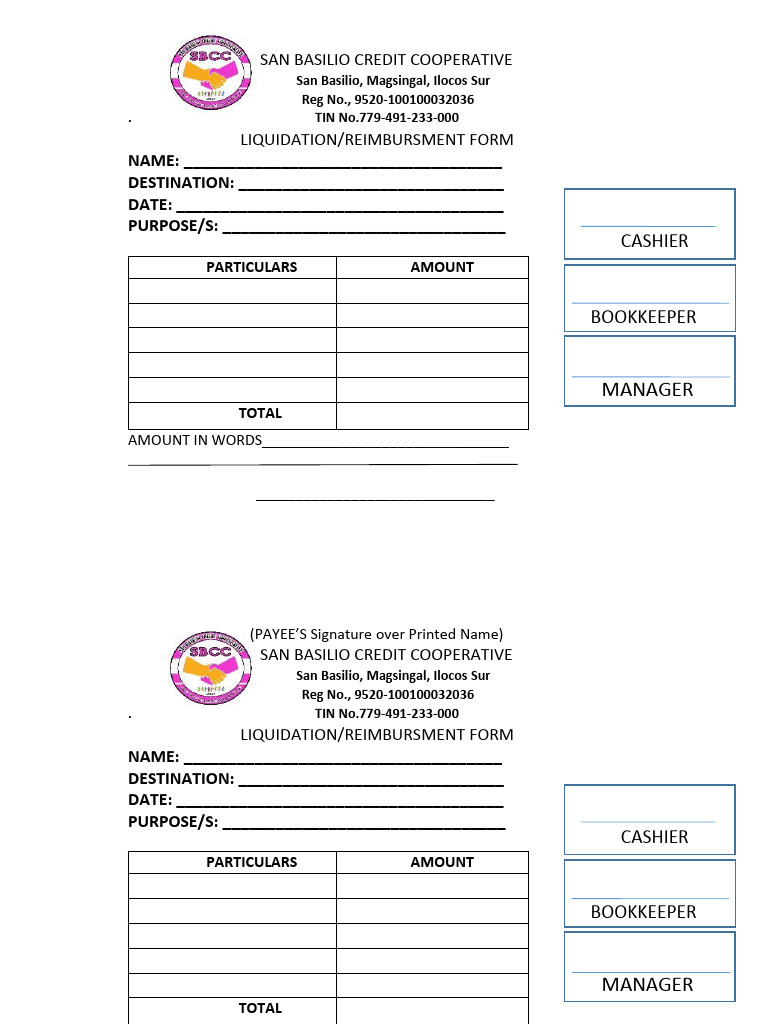Reimbursment Form | PDF | Money | Accounting