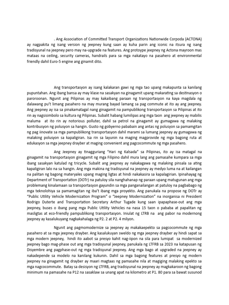 Jeepney Modernization | PDF