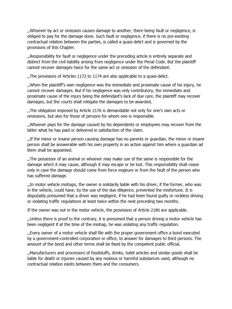 Whoever by Act or Omission Causes Damage To Another PDF Damages