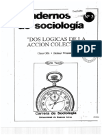 Cuadernos de Sociologia. Dos Logicas de La Accion Colectiva