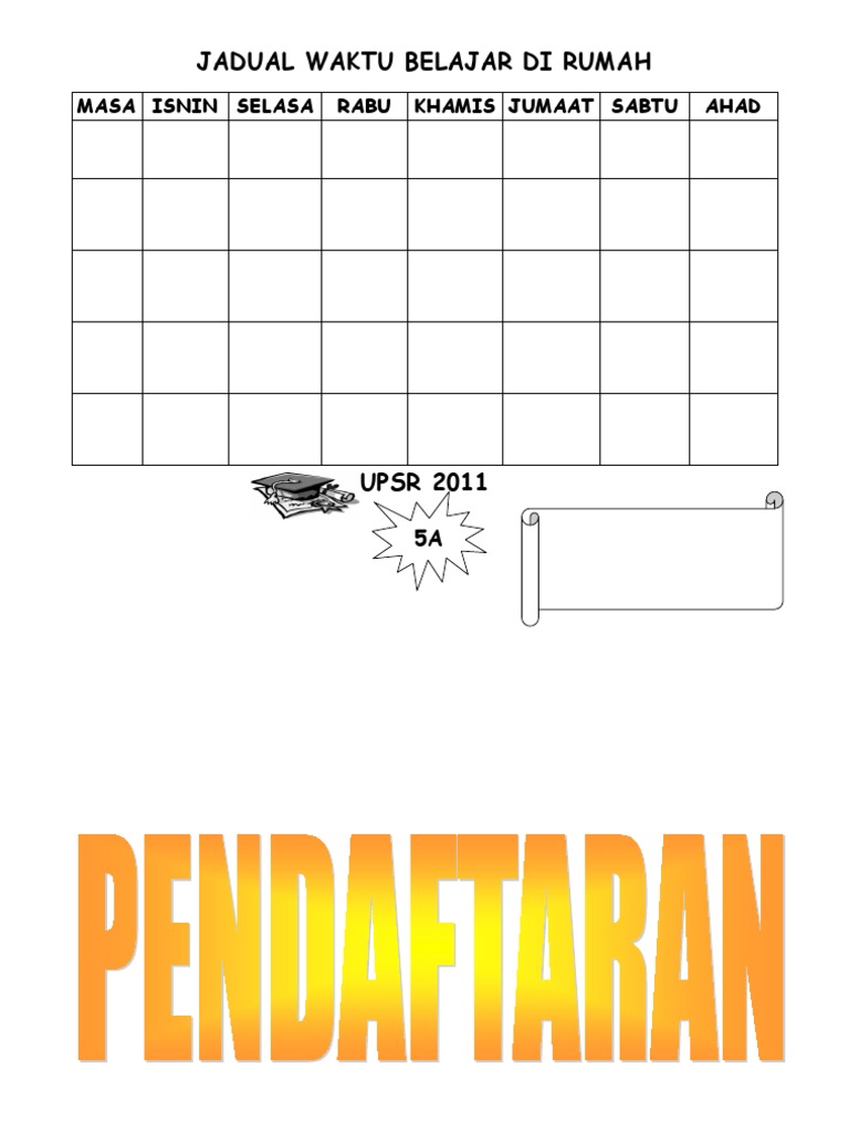  Jadual  Waktu Belajar  Di Rumah