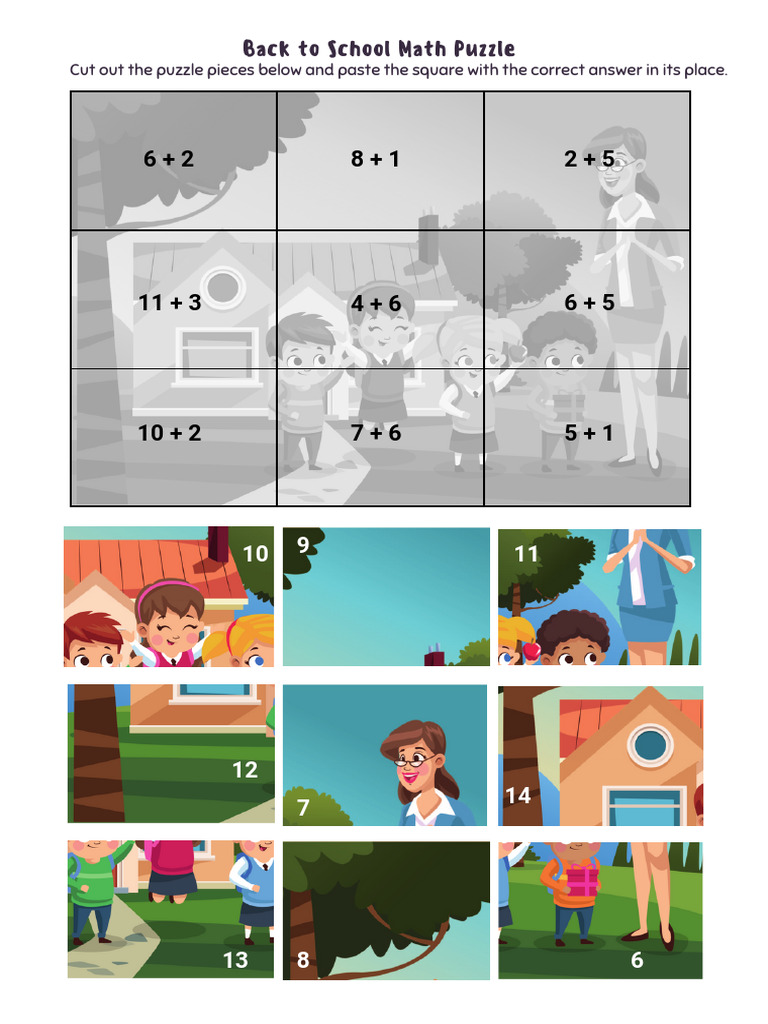 Back to School Math Puzzle Worksheet | PDF