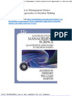Test Bank For An Introduction To Management Science Quantitative Approaches To Decision Making 12th Edition Anderson Sweeney
