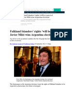 Falkland Islanders' Rights 'Will Be Respected If Javier Milei Wins Argentina Elections'