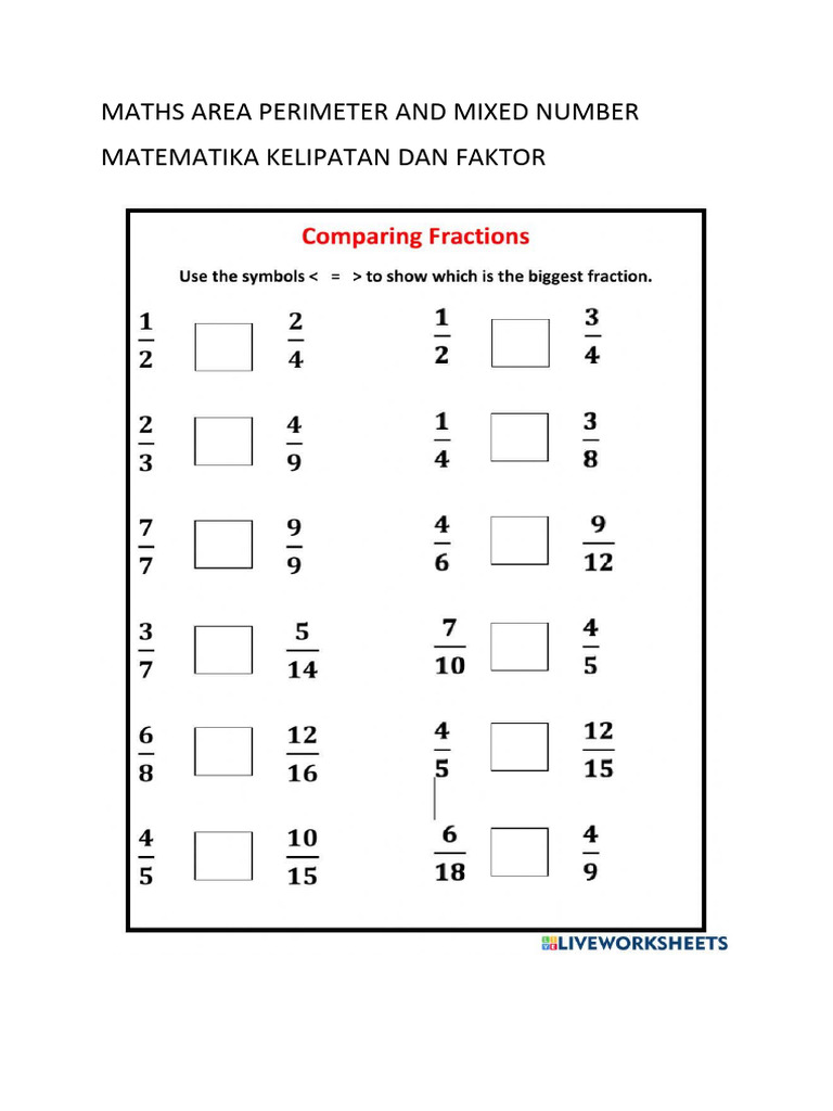 Maths Area Perimeter and Mixed Number PDF