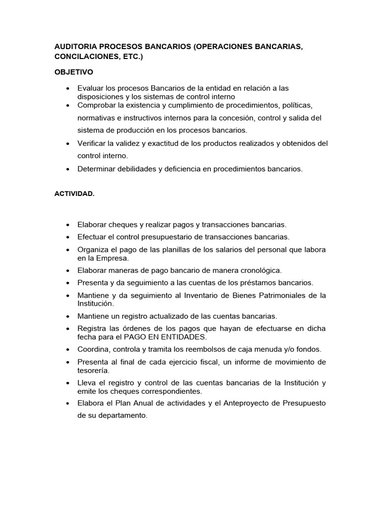 Auditoria Proceso Bancarios Pdf