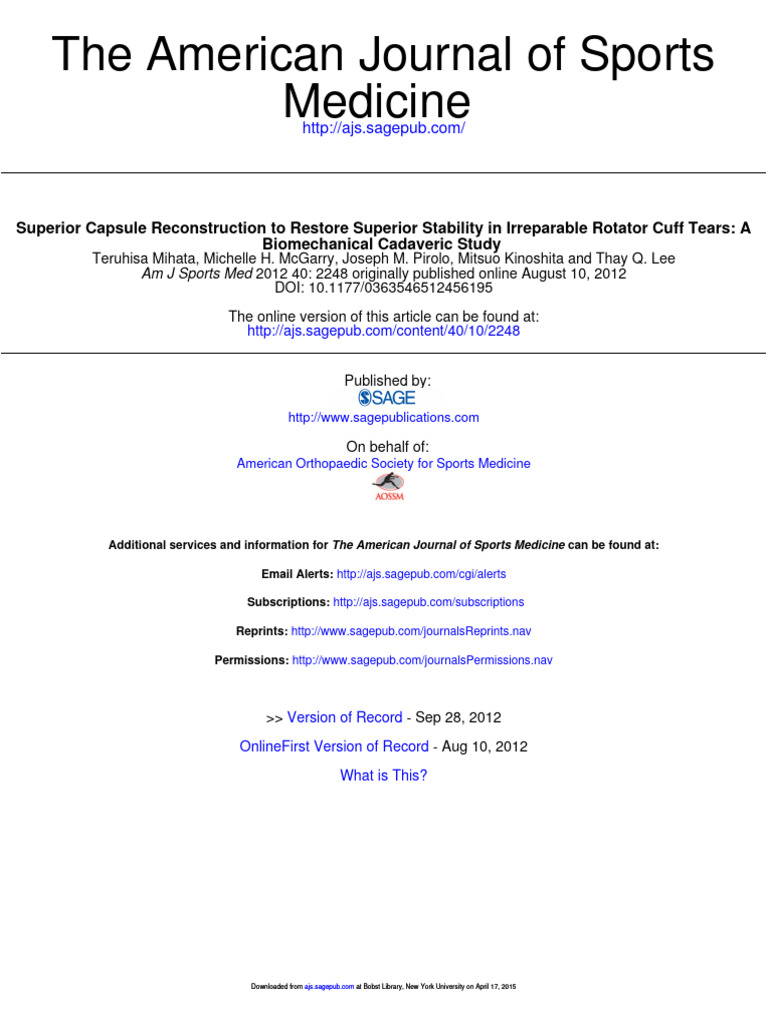 18 Superior Capsule Reconstruction To Restore Superior Stability in