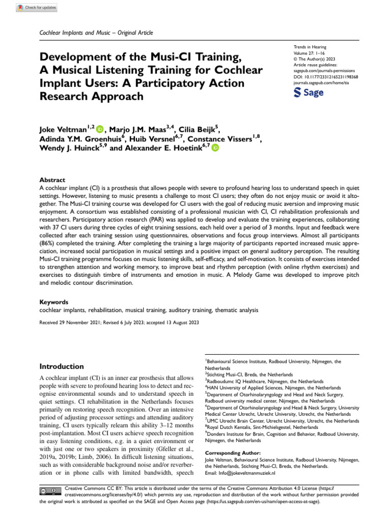 Veltman et al 2023 development of the musi ci training a musical