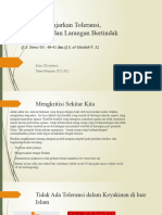 Toleransi, Kerukunan, Dan Menghindarkan Diri Dari Tindak Kekerasan (MATERI)