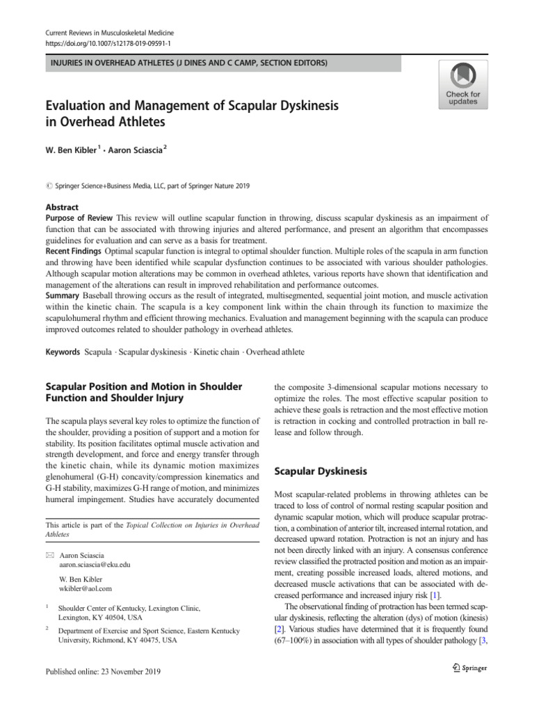 8 Evaluation and Management of Scapular Dyskinesis in Overhead Athletes ...
