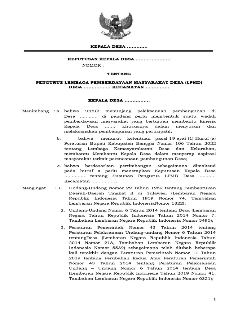Pengurus LPMD Desa Masa Bakti 2023-2028 | PDF | Griya & Taman