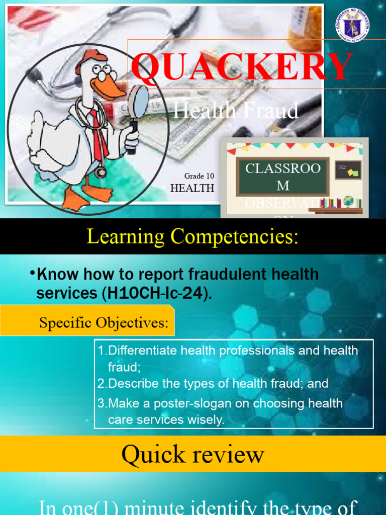 Q1 COT Health10 Quackery PPT by Teacher Eugene PDF Clinical