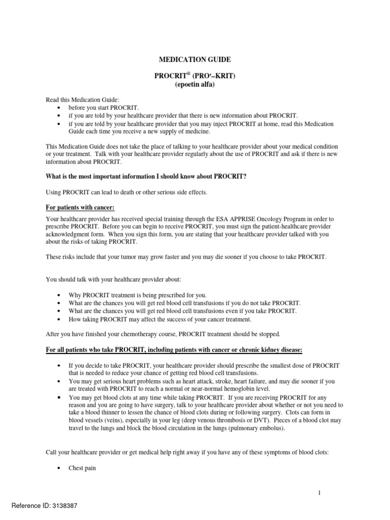 Procrit Medication Guide | PDF | Anemia | Vein