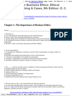 Test Bank For Business Ethics Ethical Decision Making Cases 9th Edition o C Ferrell
