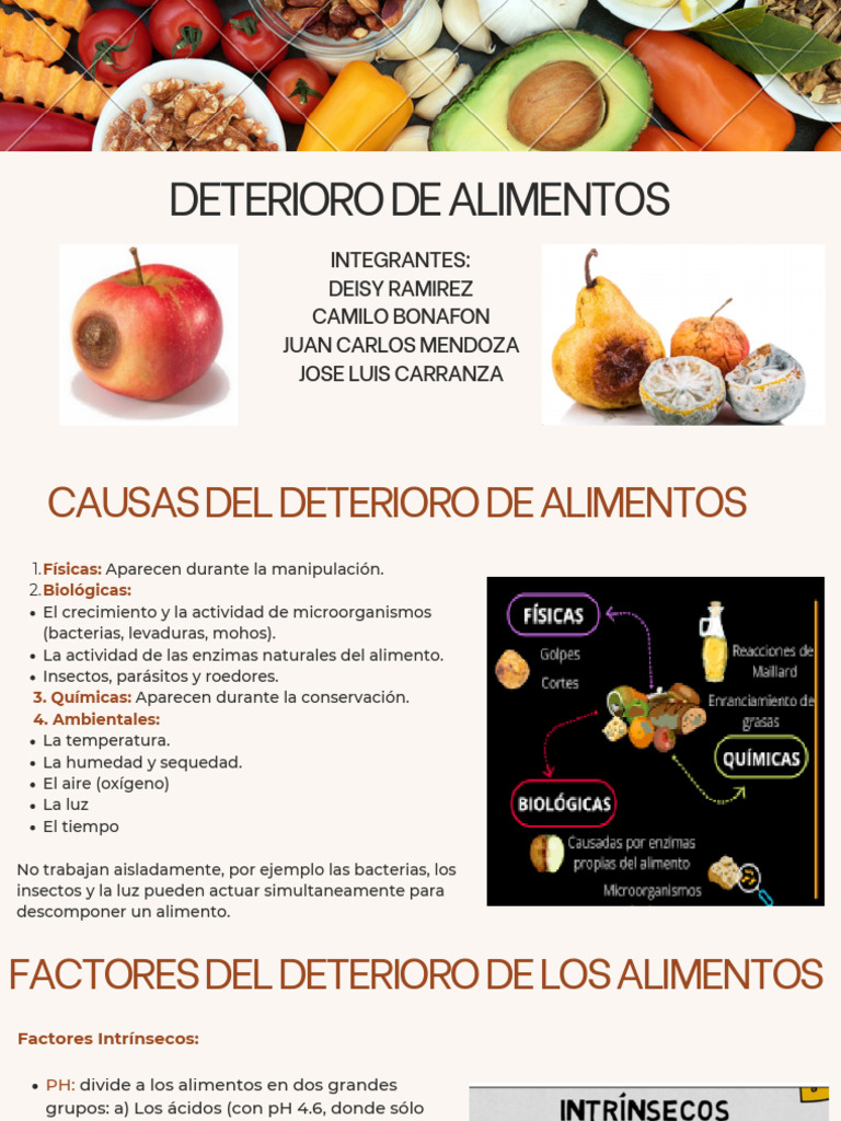 Factores del Deterioro de Alimentos | PDF | Agua | Alimentos