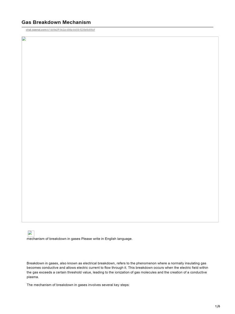 Gas Breakdown Mechanism | PDF | Electrical Breakdown | Plasma (Physics)