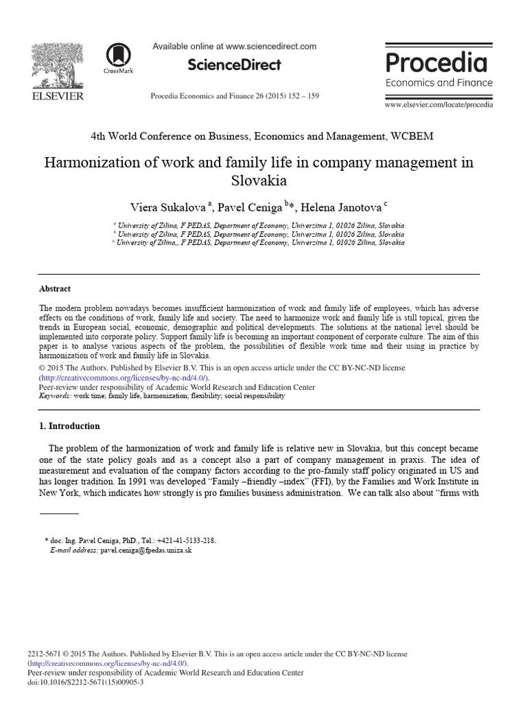 Harmonization of Work and Family Life in Company M | PDF | Employment ...