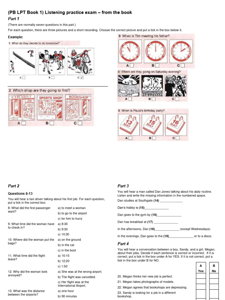 English Listening Practice Exam 1 | PDF