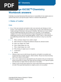 Cambridge IGCSE Chemistry ANSWERS Workbook Third Edition