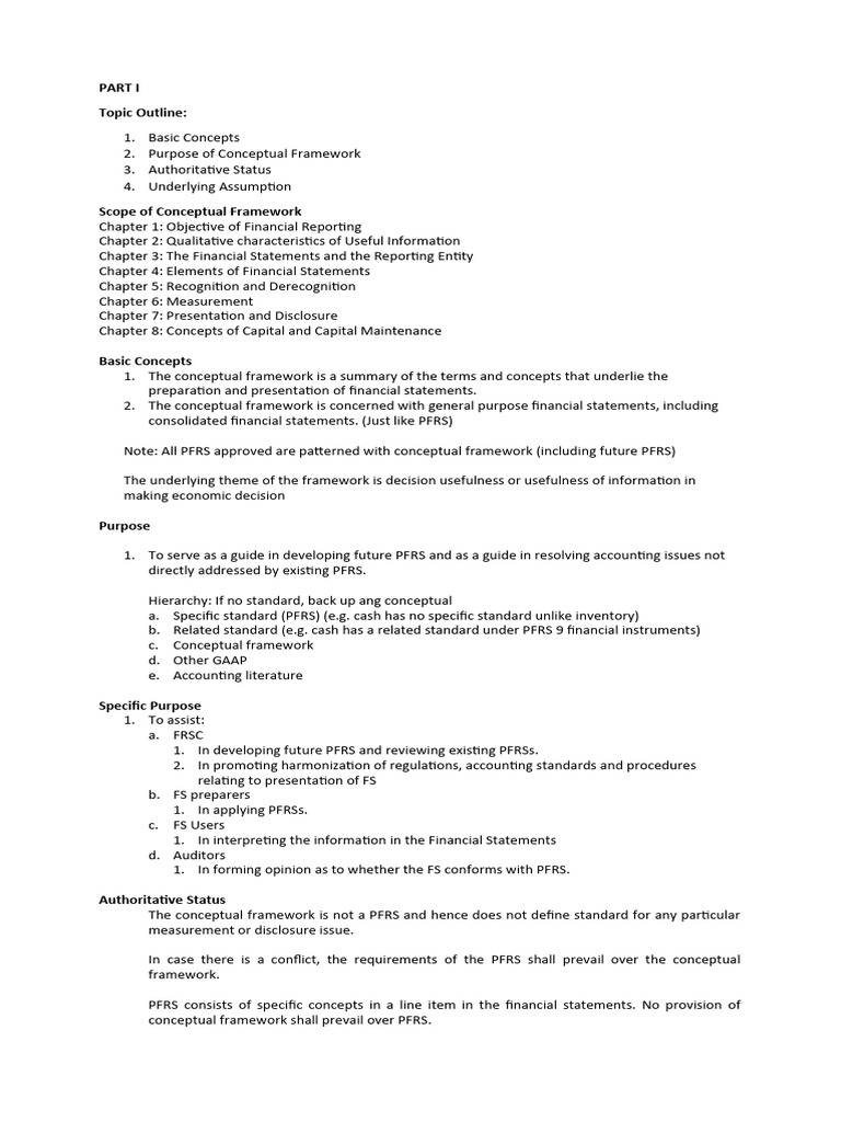 Conceptual Framework Summary Accounting Principles