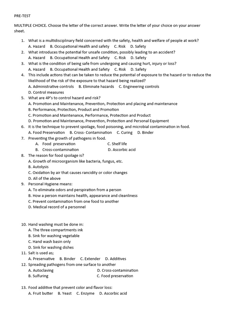 Food Preservation Pre-Test Questions | PDF | Fruit Preserves | Curing ...