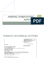 Letters Asking For or Giving Advice