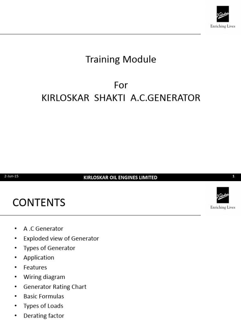 Kirloskar Brushless Alternator PDF Electric Generator Alternating