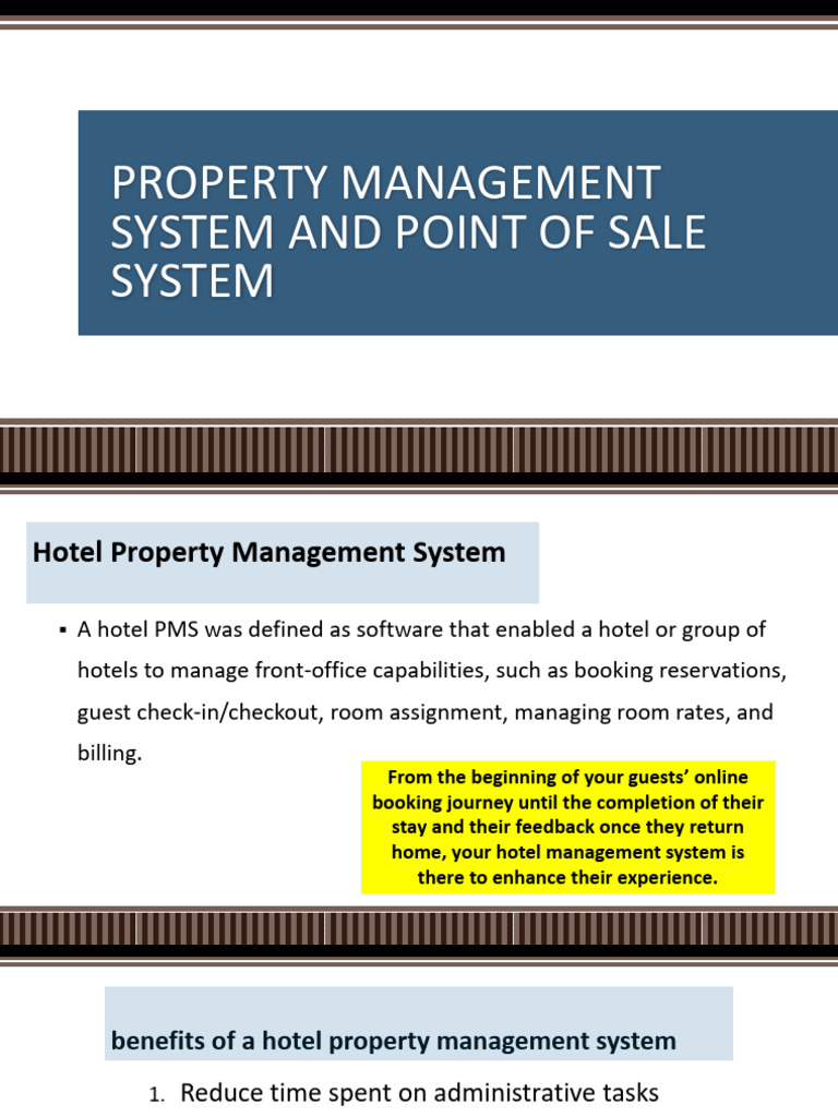 Hotel Property Management System Overview | PDF | Point Of Sale ...