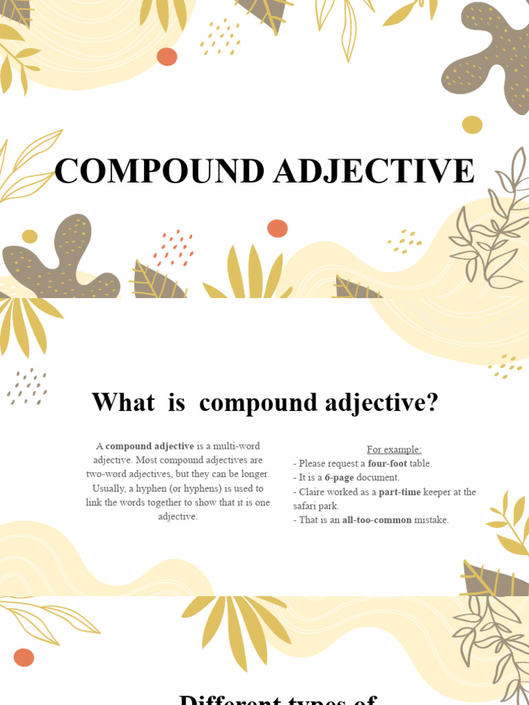 PP Group 5 - Compound Adjective | PDF | Adjective | Noun