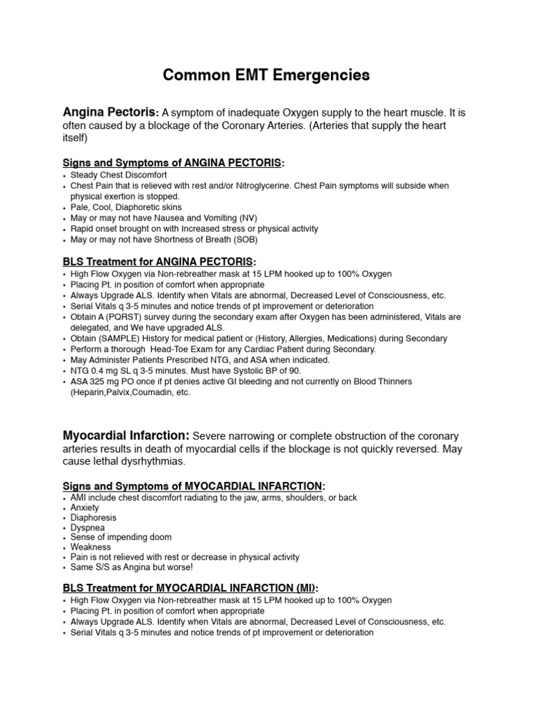 Cardiac Notes Emt | PDF | Myocardial Infarction | Angiology