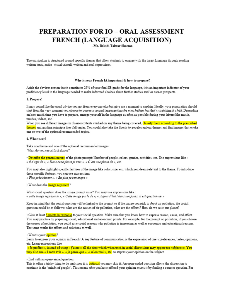 French Dp Io Preparation Material Pdf Verb Question