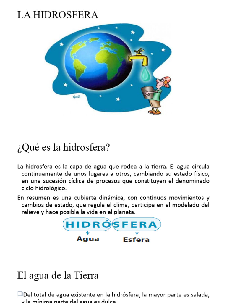 Importancia y ciclo del agua en la hidrosfera | PDF | Agua | El ciclo ...