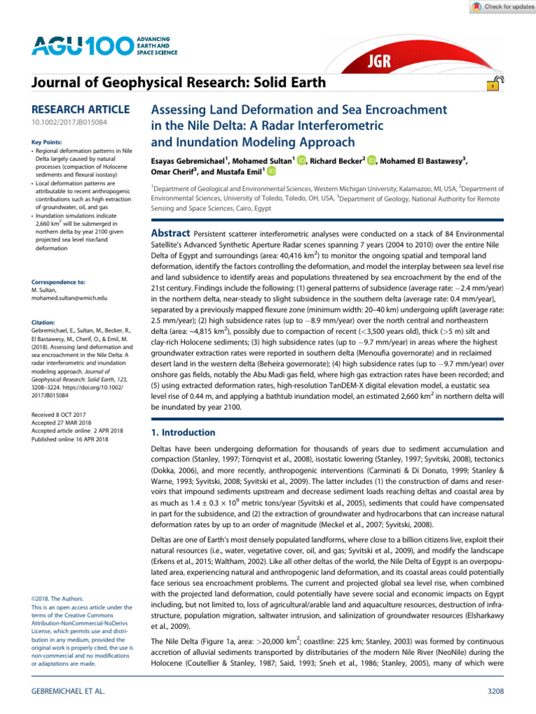 Jgr solid earth 2018 gebremichael assessing land deformation and