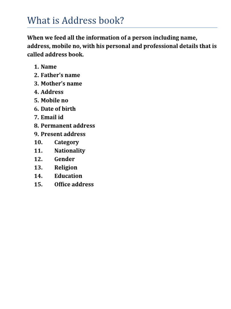 What Is Address Book PDF