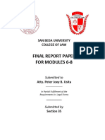 Final Report Paper For Modules 6-8: San Beda University College of Law