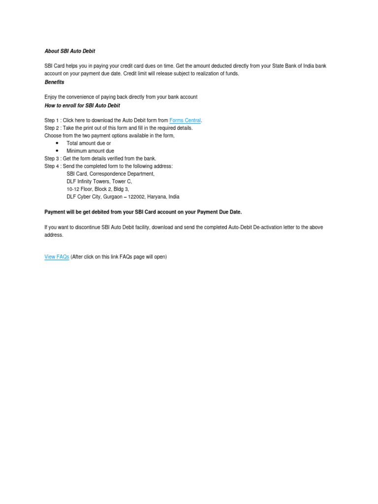 AutoDebit Sbi PDF