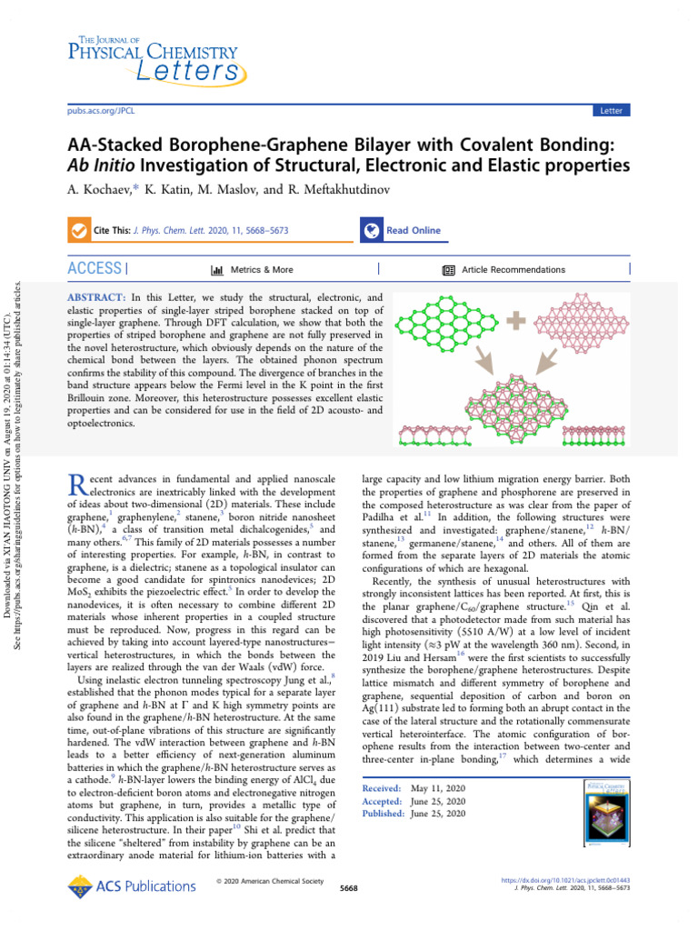 2020 - JPCL - AA-Stacked Borophene-Graphene Bilayer With Covalent ...