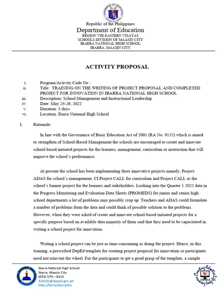 How To Write A School Project Proposal Pdf