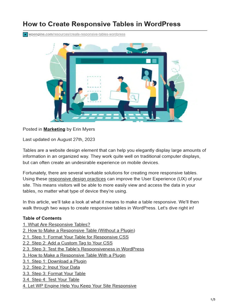 How To Create Responsive Tables in WordPress | PDF | Word Press | Html ...