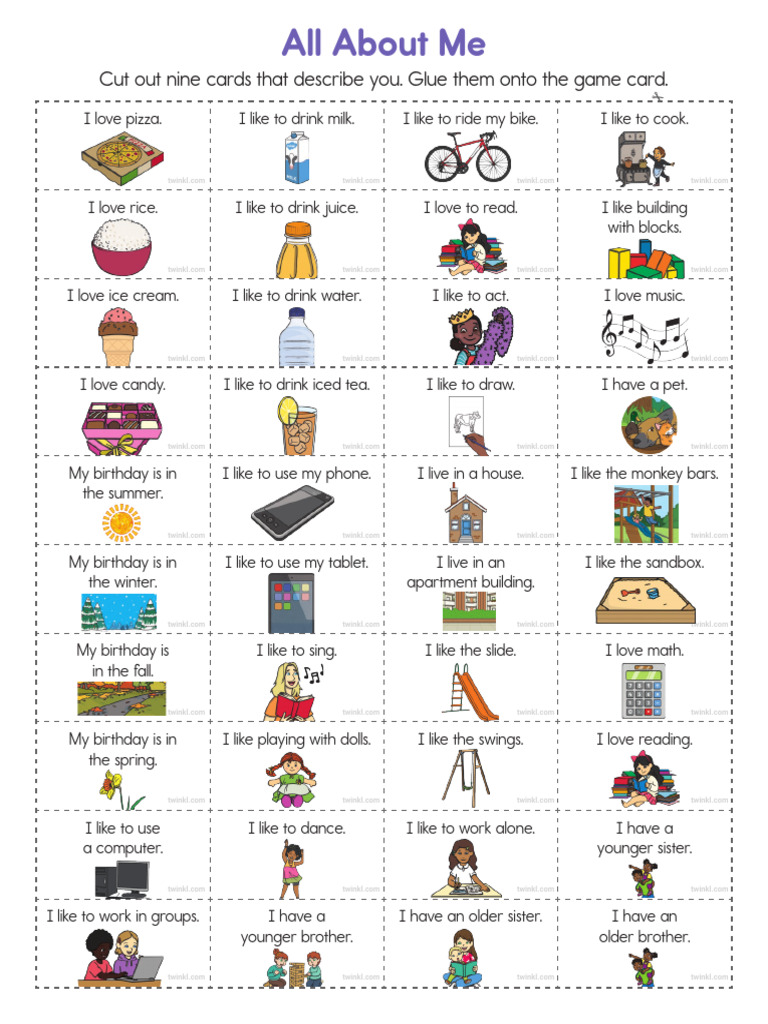 Color All About Me Bingo Activity | PDF