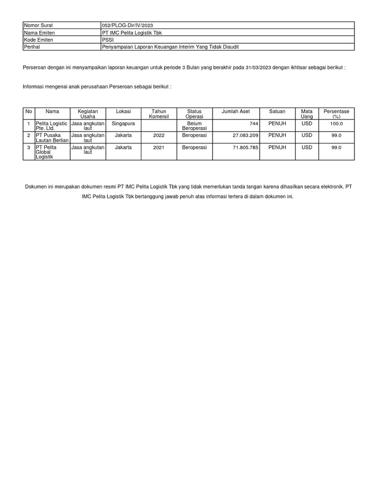 FinancialStatement 2023 I PSSI | PDF