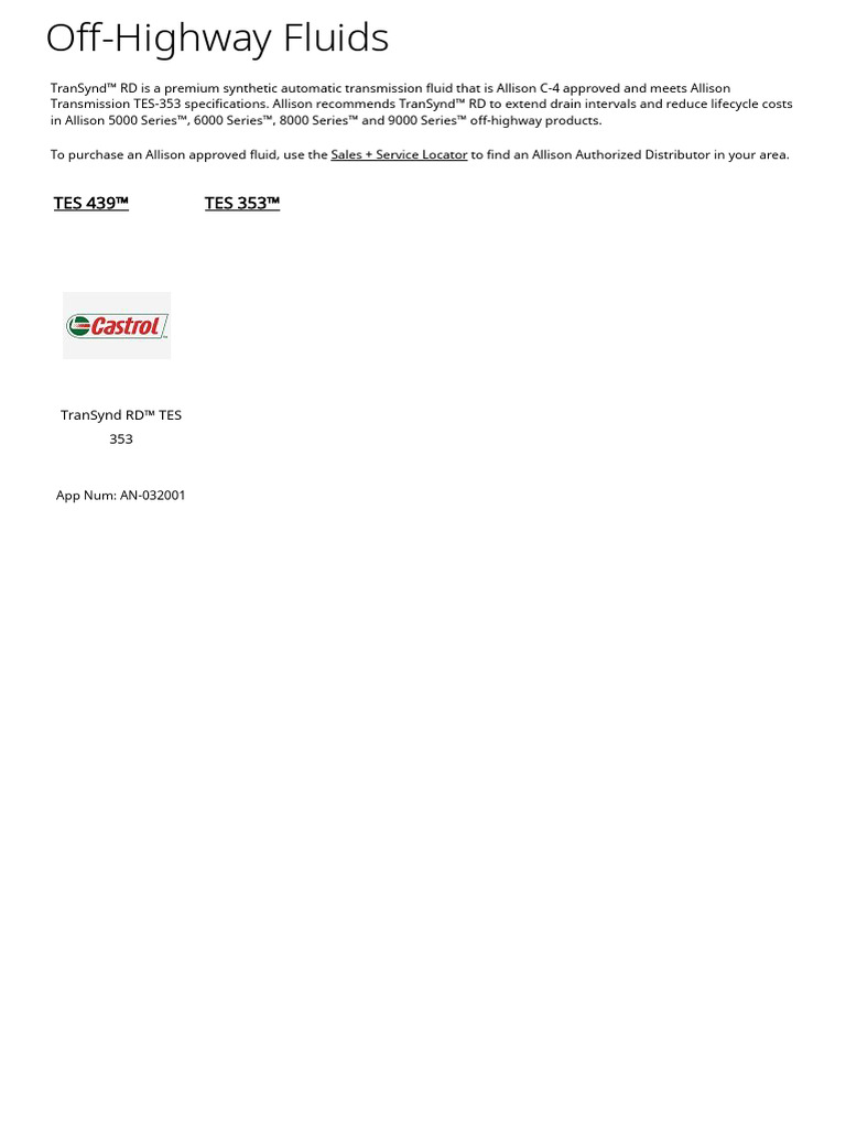 TranSynd RD™ TES 353 Off-Highway Fluid | PDF | Business